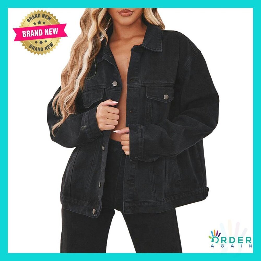 Oversized Distressed Denim Trucker Jacket Y2K Retro Chic Button Front